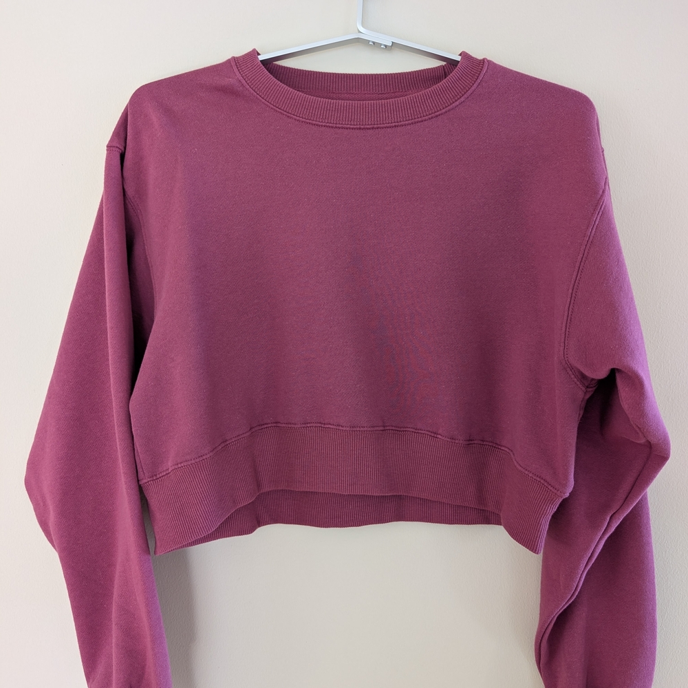 Cotton On Pink Cropped Boxy Long Sleeve Sweatshirt